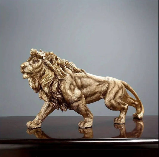 Golden Lion King Resin Desktop Statue