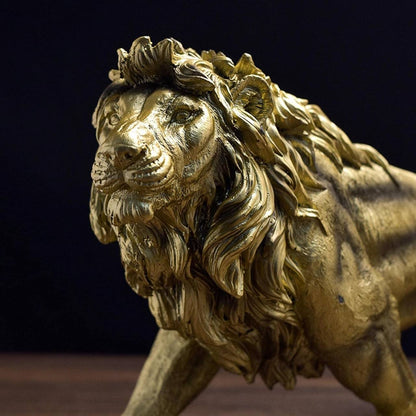 Golden Lion King Resin Desktop Statue