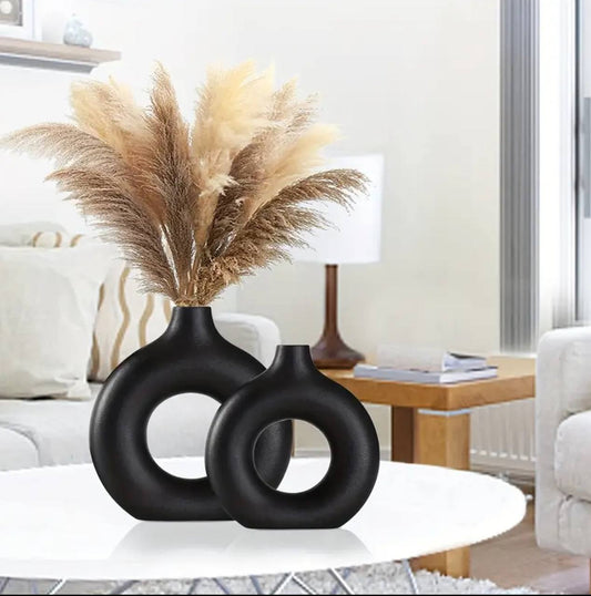 Porcelain Ceramic 2-in-1 Donut Flower Vases