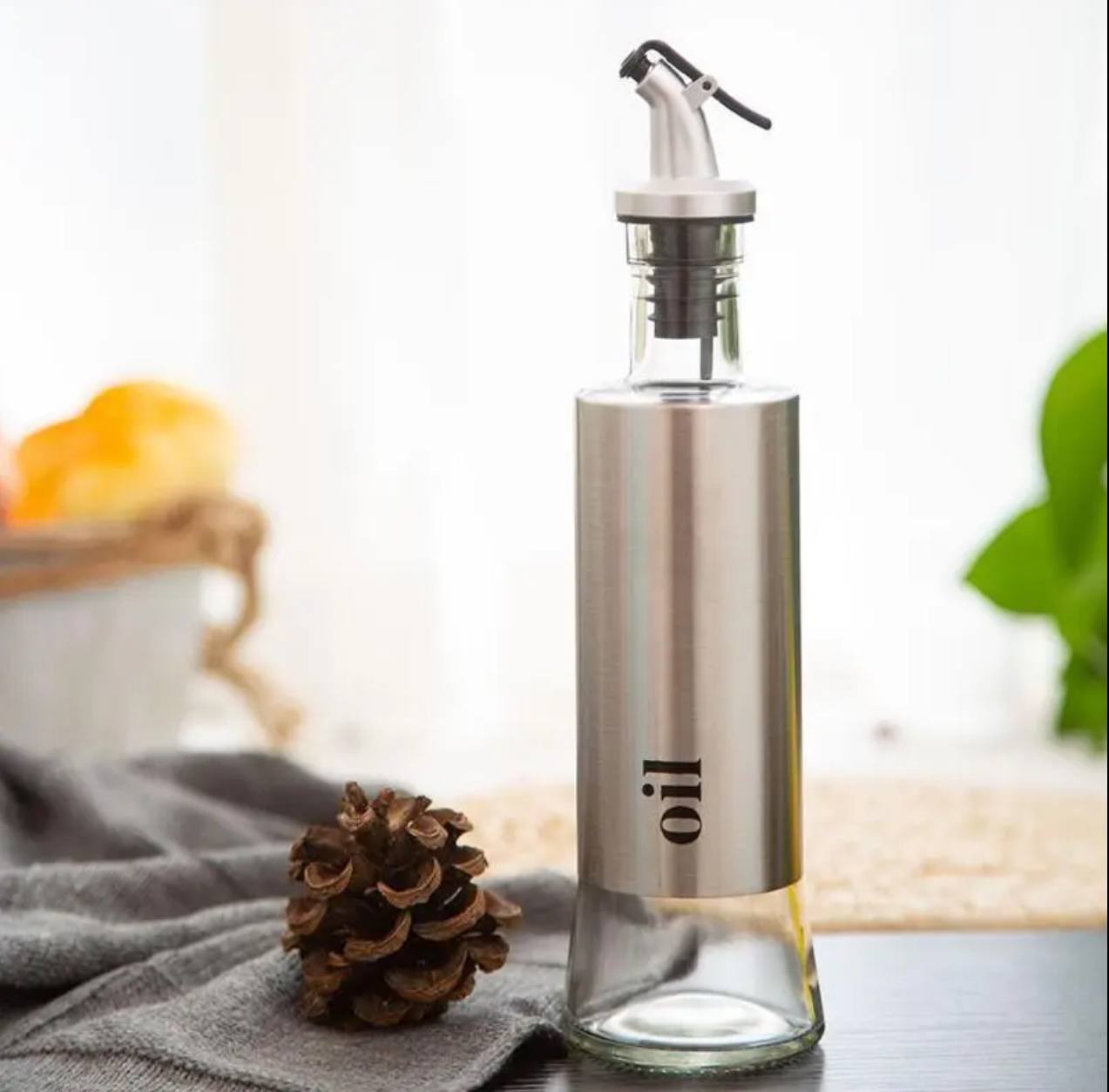 Oil/Vinegar Glass Steel Dispenser