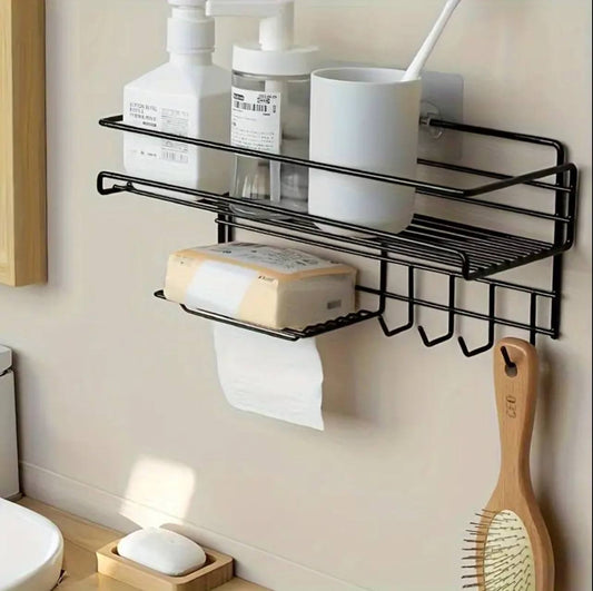Heavy duty rectangular Self-Adhesive bathroom rack