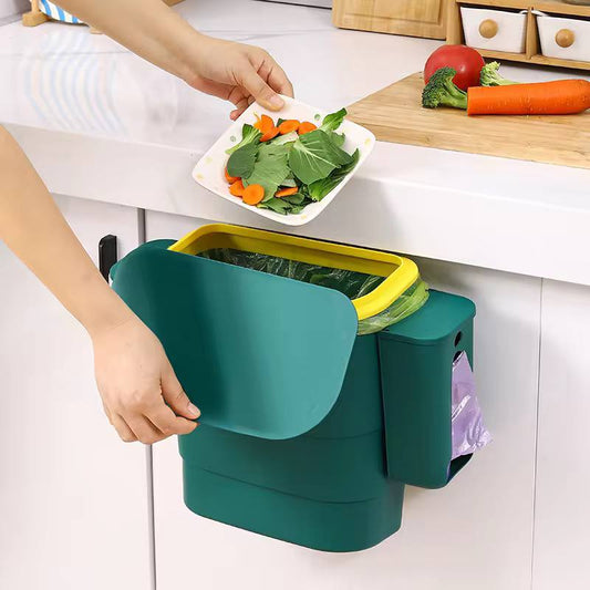Foldable Kitchen Hanging dustbin with 2 Trash Bags Storage cans