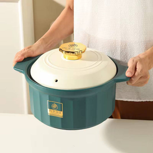 Ceramic casserole cooking pot with lid