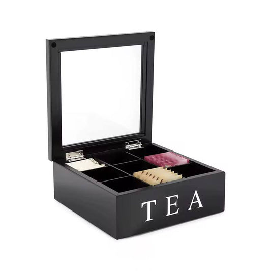Wooden 9 Grids Tea Box