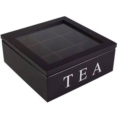 Wooden 9 Grids Tea Box