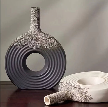 Ceramic Donut Vase, 12 inch Flower Vase