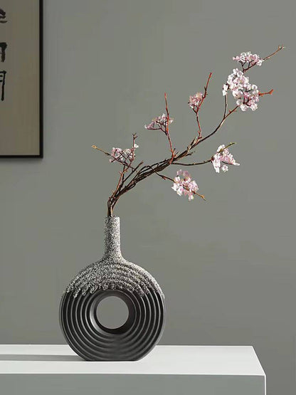 Ceramic Donut Vase, 12 inch Flower Vase