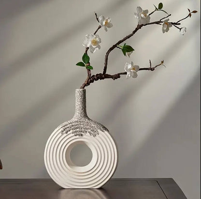 Ceramic Donut Vase, 12 inch Flower Vase