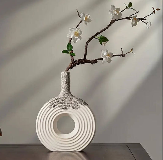 Ceramic Donut Vase, 12 inch Flower Vase