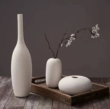 Simple ceramic 3 in 1 modern home decor  vase set