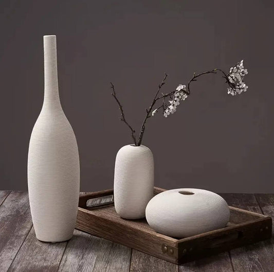 Simple ceramic 3 in 1 modern home decor  vase set