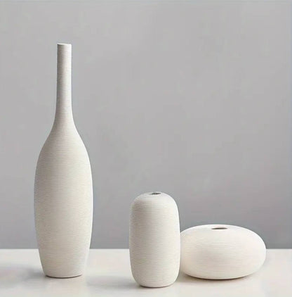 Simple ceramic 3 in 1 modern home decor  vase set