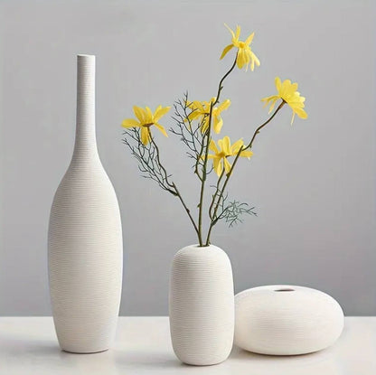 Simple ceramic 3 in 1 modern home decor  vase set