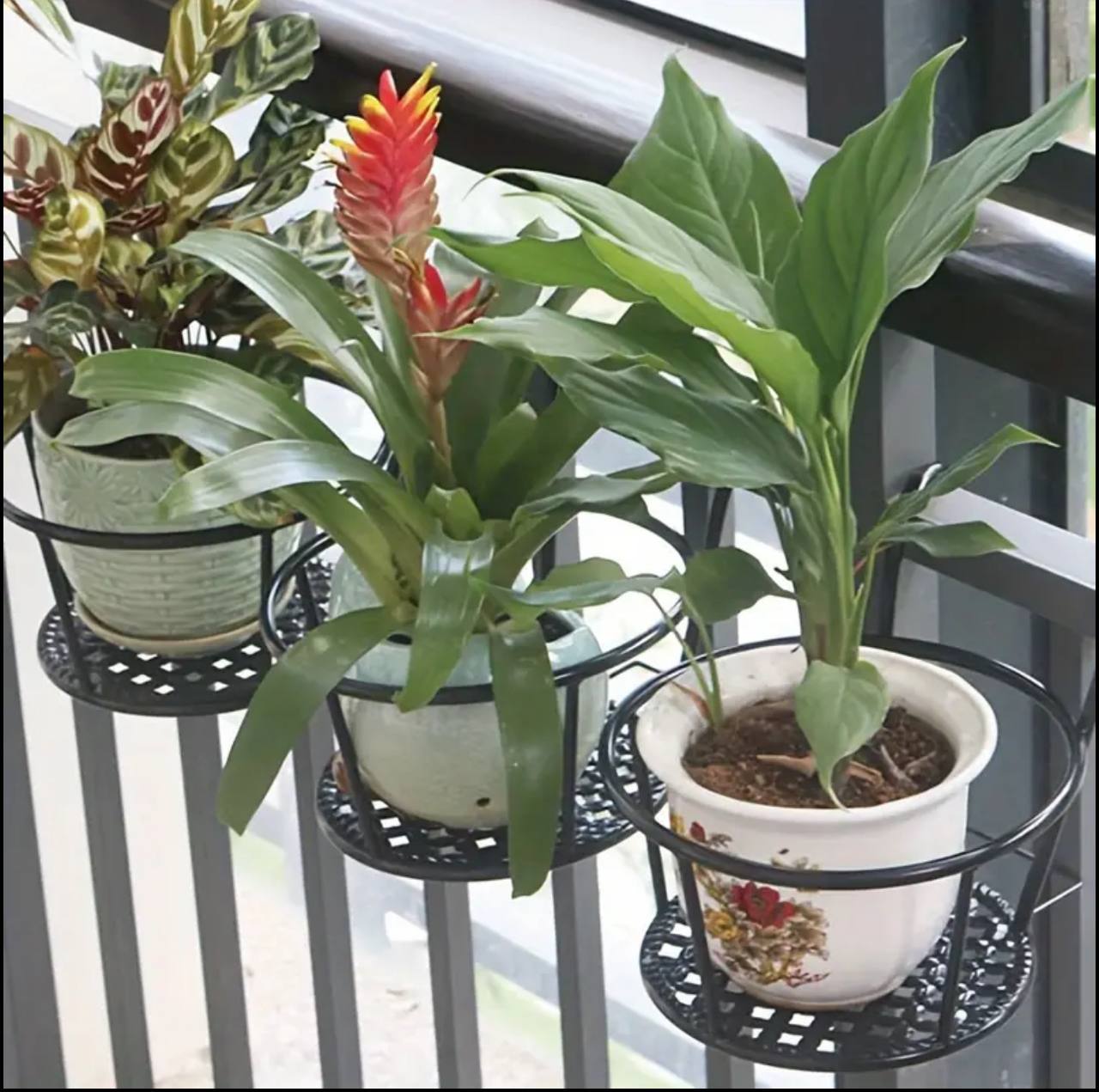 Metallic over the balcony flower pot holder