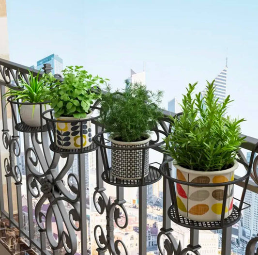 Metallic over the balcony flower pot holder