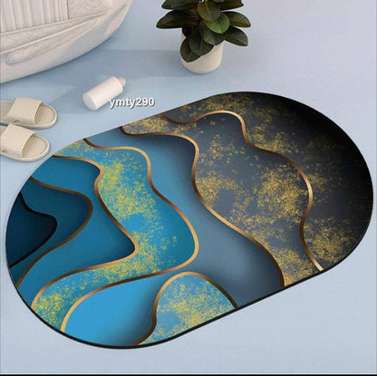 Oval Bathroom/ Door mats with rubber underside