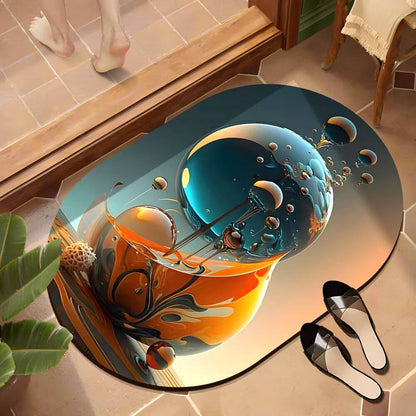 Oval Bathroom/ Door mats with rubber underside