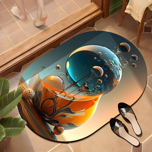 Oval Bathroom/ Door mats with rubber underside