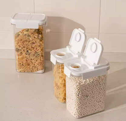 BPA-free, food-grade acrylic cereal jar.