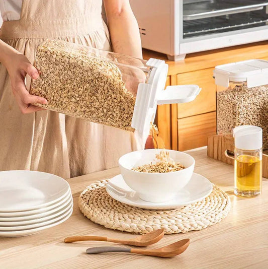 BPA-free, food-grade acrylic cereal jar.