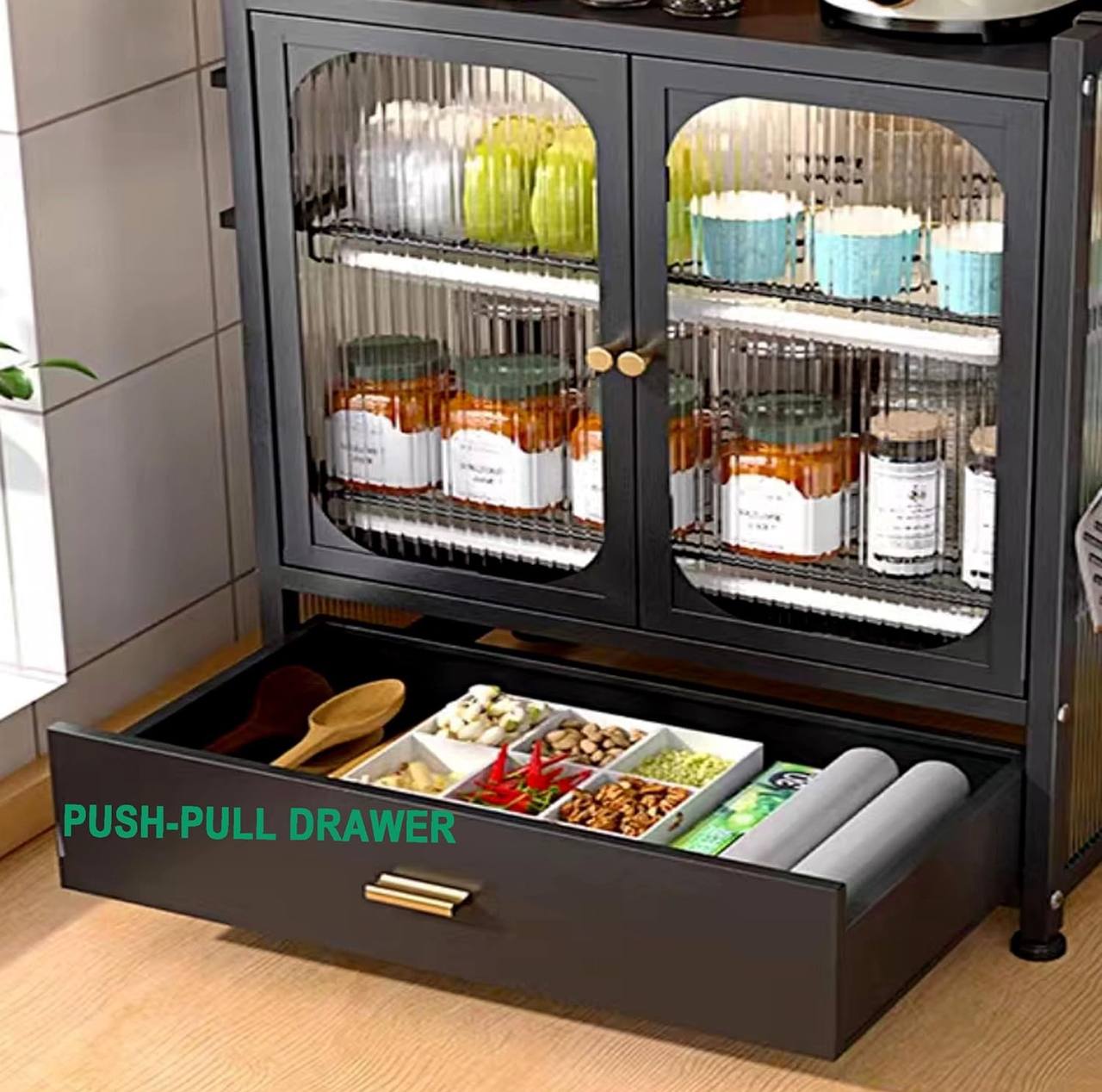 Minimalist Kitchen Countertop dish rack with Drawers
