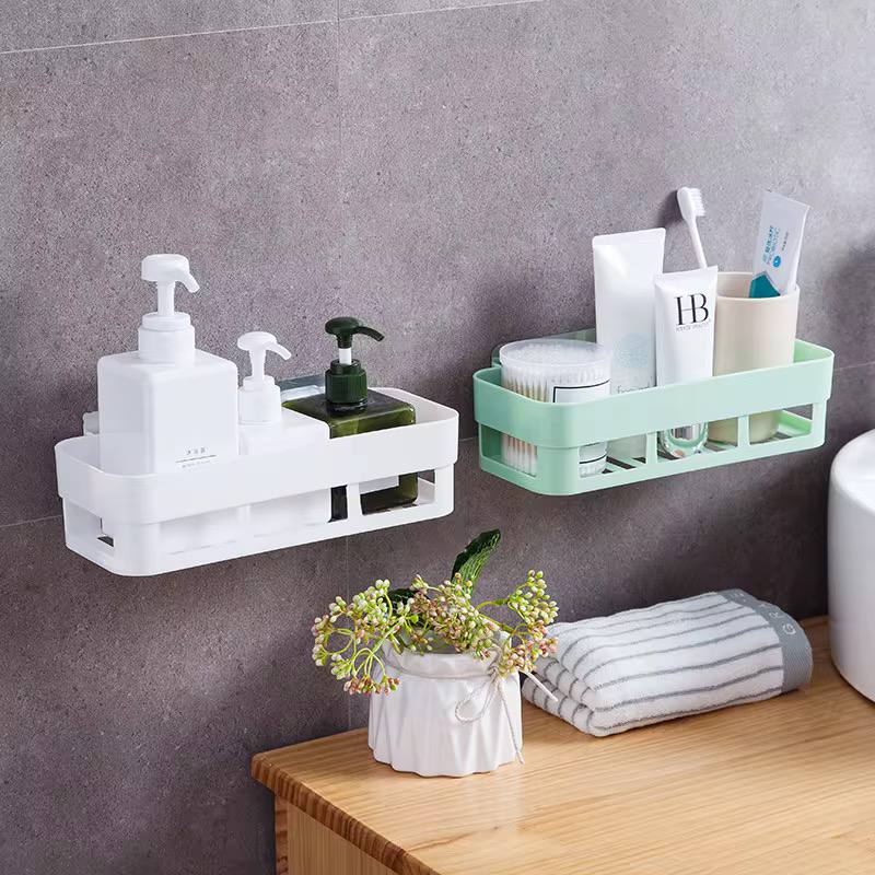 rectangular Simple adhesive plastic bathroom shelf