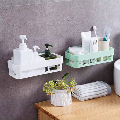 rectangular Simple adhesive plastic bathroom shelf