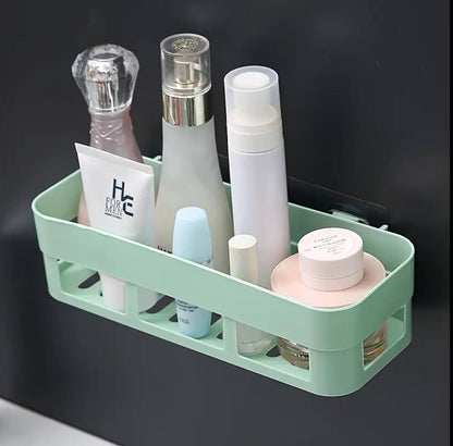 rectangular Simple adhesive plastic bathroom shelf