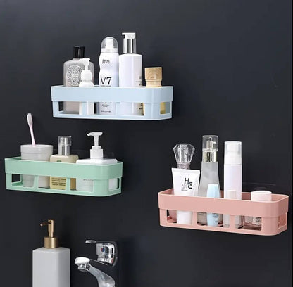 rectangular Simple adhesive plastic bathroom shelf