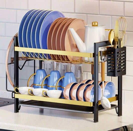 High quality heavy duty dish rack with cutlery holder 2layer