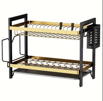 High quality heavy duty dish rack with cutlery holder 2layer