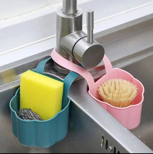 Kitchen Sink Drainer Basket Soap Sponge Holder