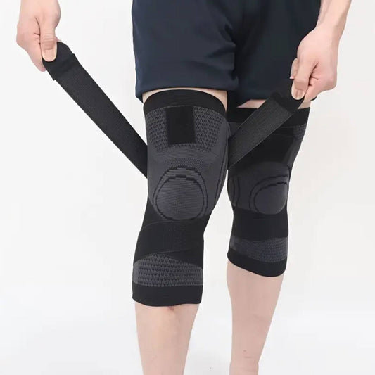 SPORTS COMPRESSION KNEE SUPPORT SLEEVES WITH PRESSURE STRAP