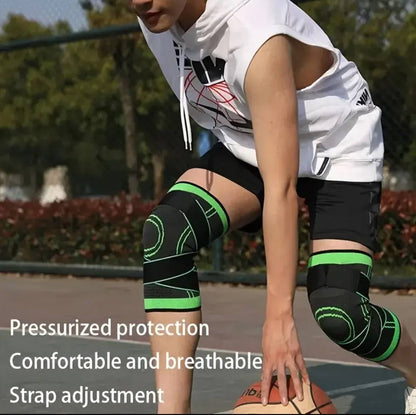 SPORTS COMPRESSION KNEE SUPPORT SLEEVES WITH PRESSURE STRAP