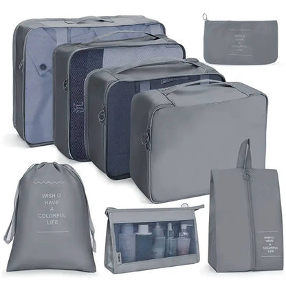 8pcs Luggage Travel Organizers For Suitcase With Toiletry Case
