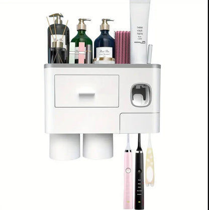 Wall mounting toothpaste dispenser with magnetic cups