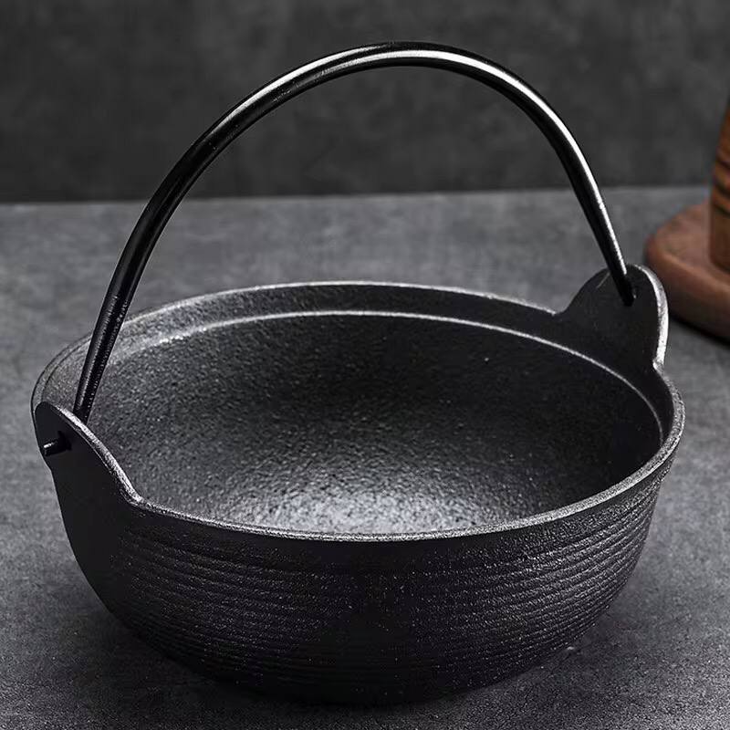 Pre-seasoned Pure Cast Iron Flat Bottom Wok with Wooden Lid