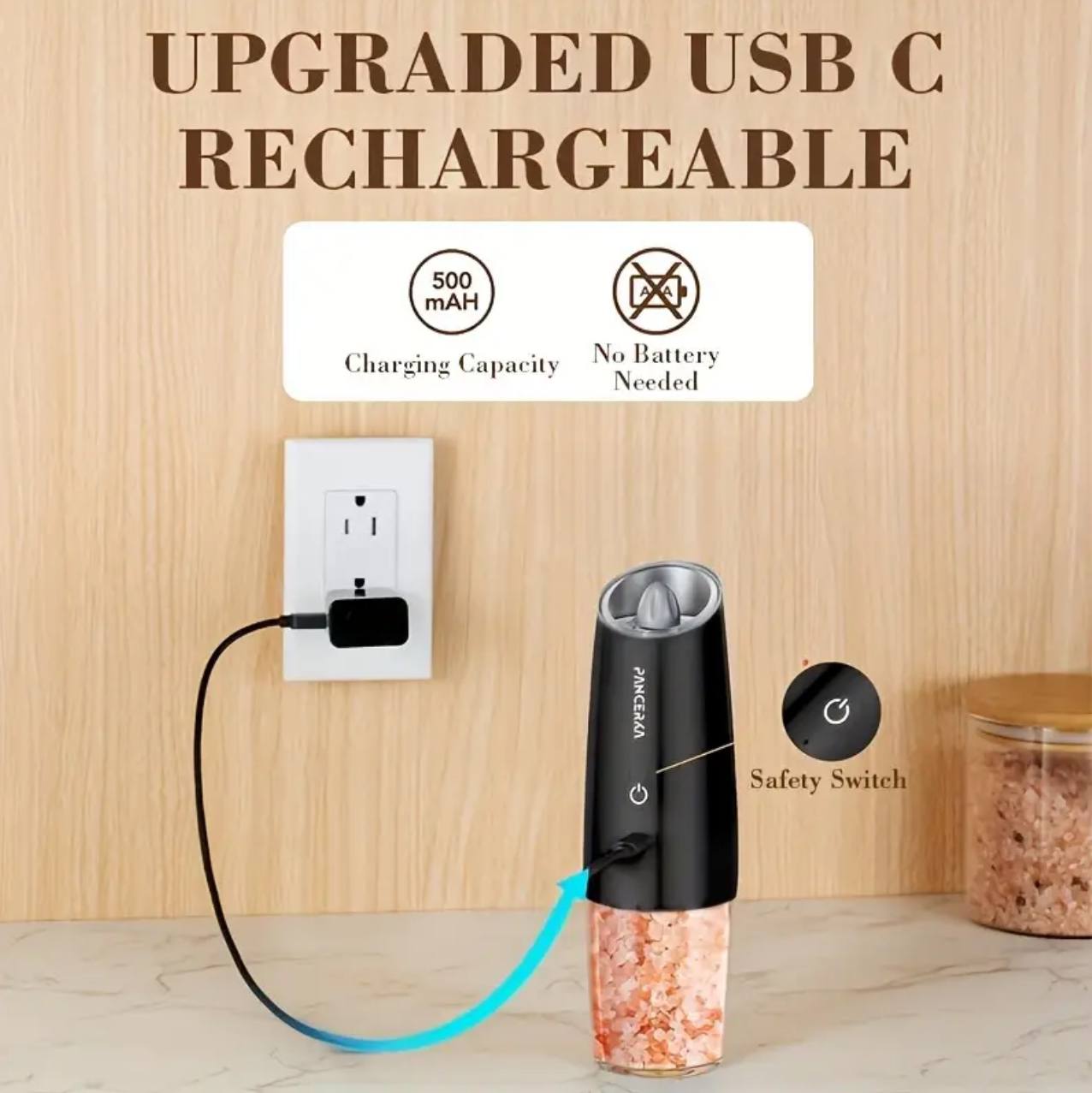 1 Piece Rechargeable Electric Salt and Pepper Grinder
