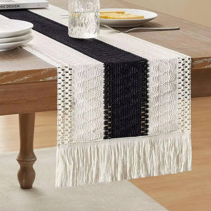 Tassels Bohemian Style Table Runner Farmhouse Linen Table Tablecloth Home Decor For Living Room Dinning Coffee Table Mat