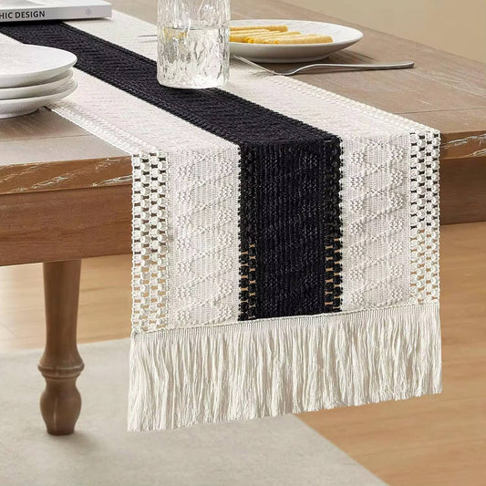 Tassels Bohemian Style Table Runner Farmhouse Linen Table Tablecloth Home Decor For Living Room Dinning Coffee Table Mat