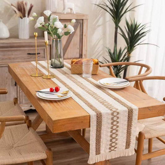 Tassels Bohemian Style Table Runner Farmhouse Linen Table Tablecloth Home Decor For Living Room Dinning Coffee Table Mat