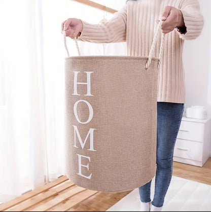 Round Cotton Linen Laundry Basket