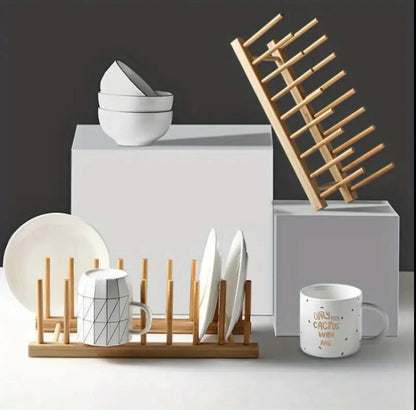 8 Slot Bamboo Plate Rack