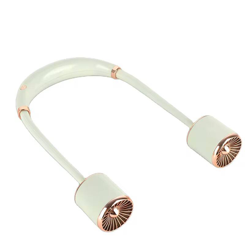 Gold Hanging Neck Small Fan USB Charging Three-speed Adjustable Summer Portable silent Outdoor Electric Neck Fan