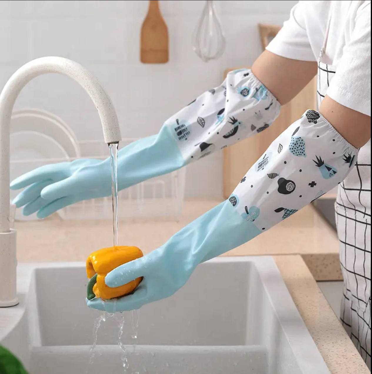 Long silicon waterproof kitchen/household gloves