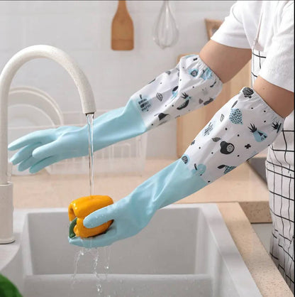 Long silicon waterproof kitchen/household gloves