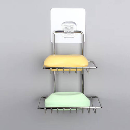 Stainless steel double soap dish
