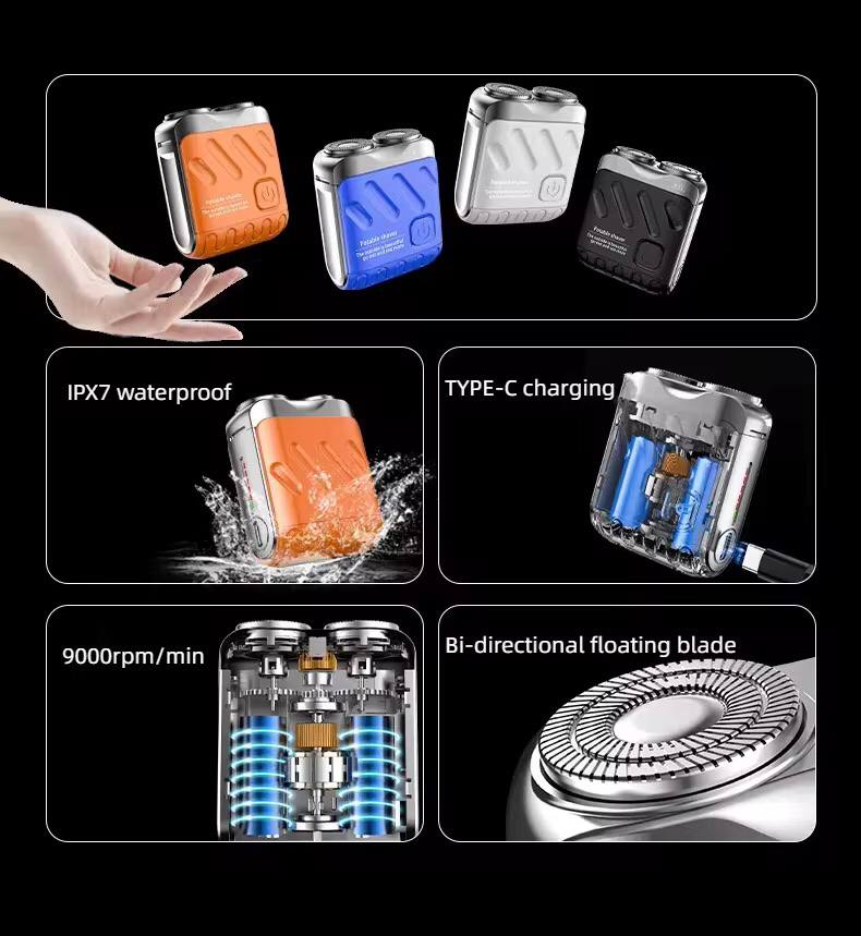 Portable rechargeable High power Duo ring magnetic blade mini shaver YR-188