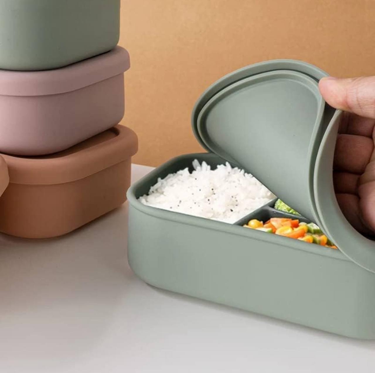 partitioned leak proof silicone lunch box