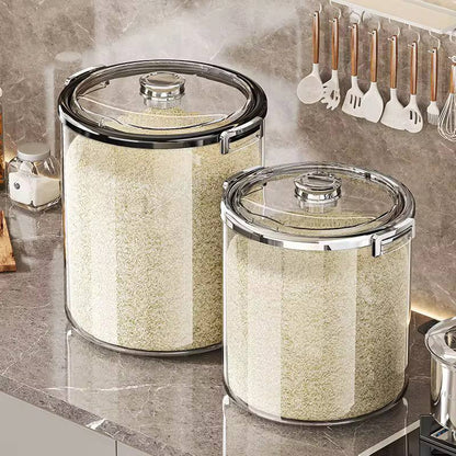 Acrylic Airtight Transparent Rice Bucket with Flip-Top Lid